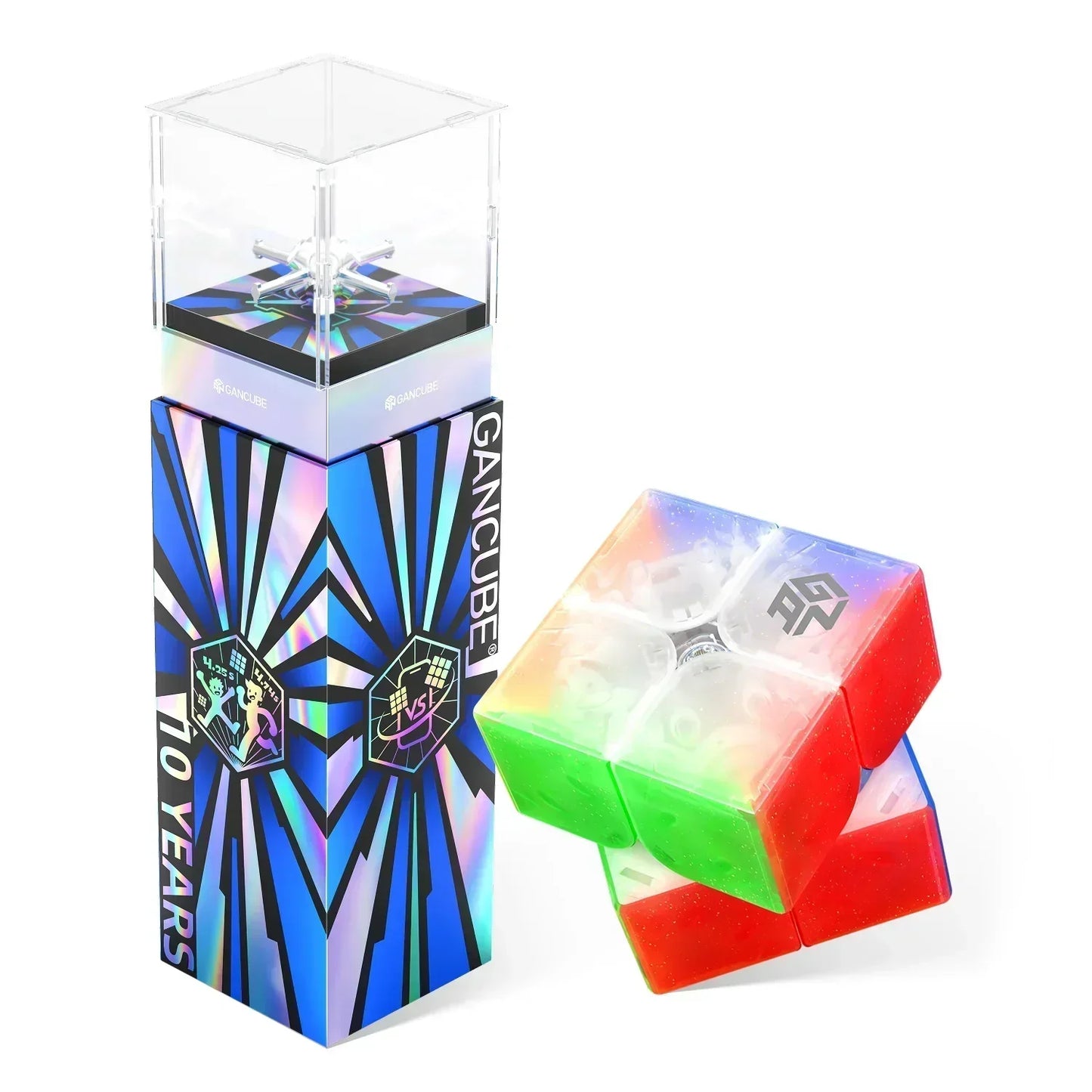 Transparent GAN Cube V5S plus speed cube with colorful packaging celebrating 10 years