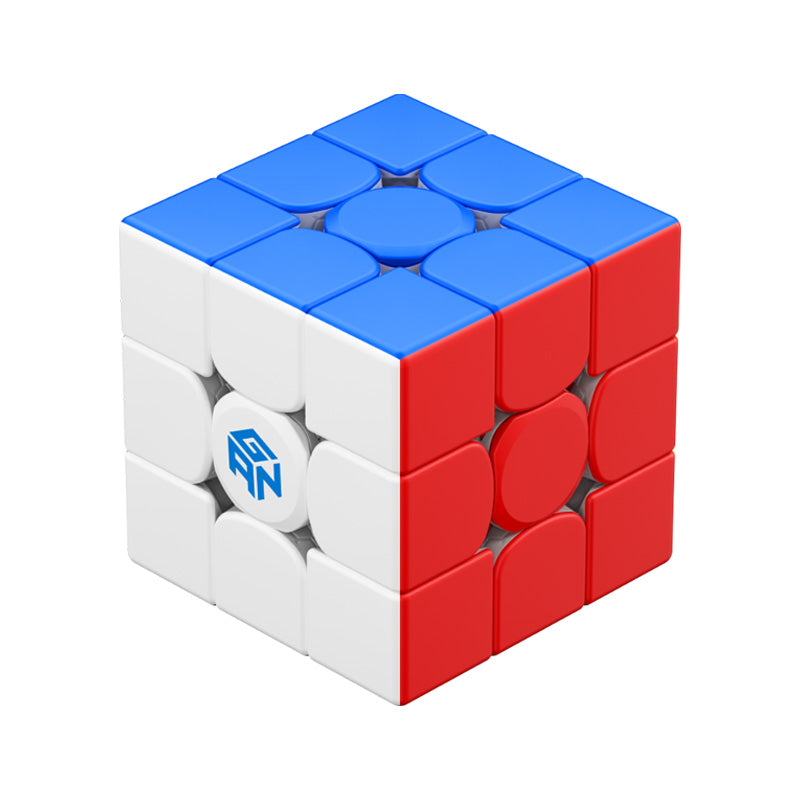 3x3 speed cube puzzle with blue, white, and red sides, featuring GAN logo on white center