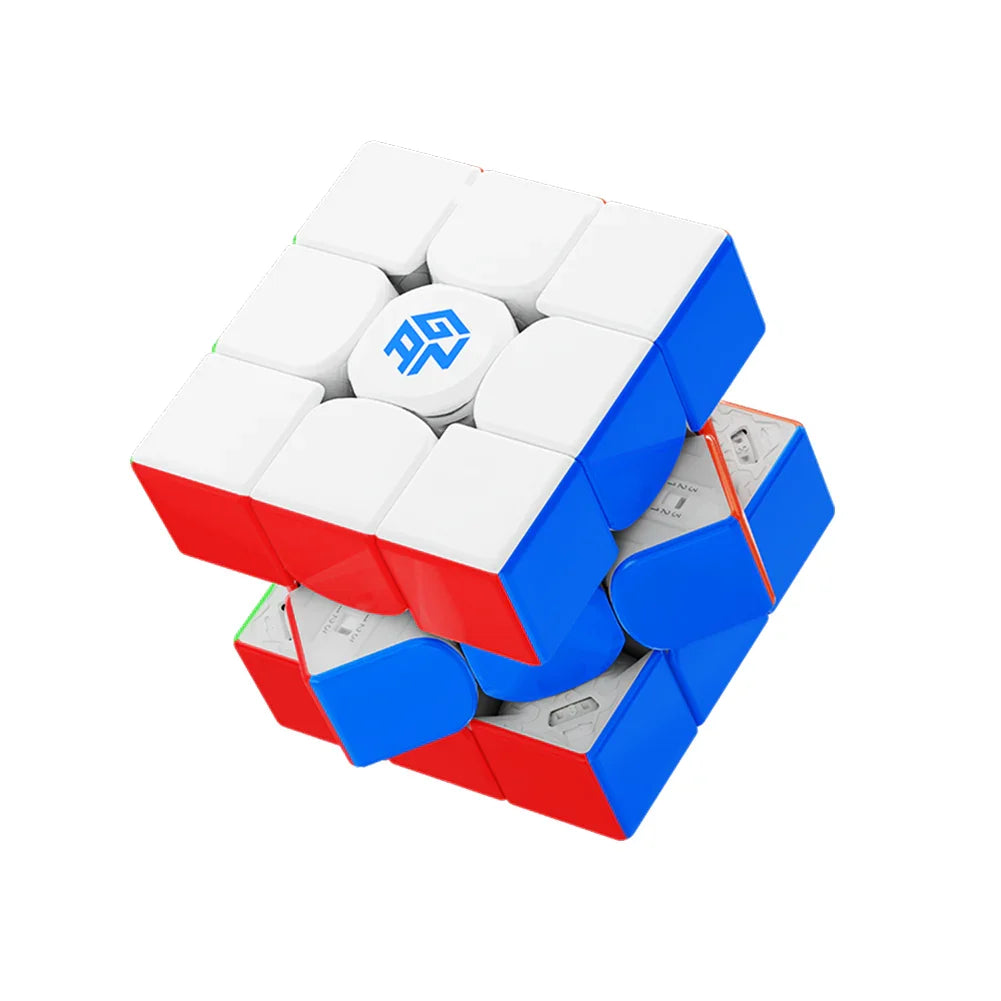 3x3 GAN14 Maglev speed cube puzzle with white, red, and blue faces partially twisted