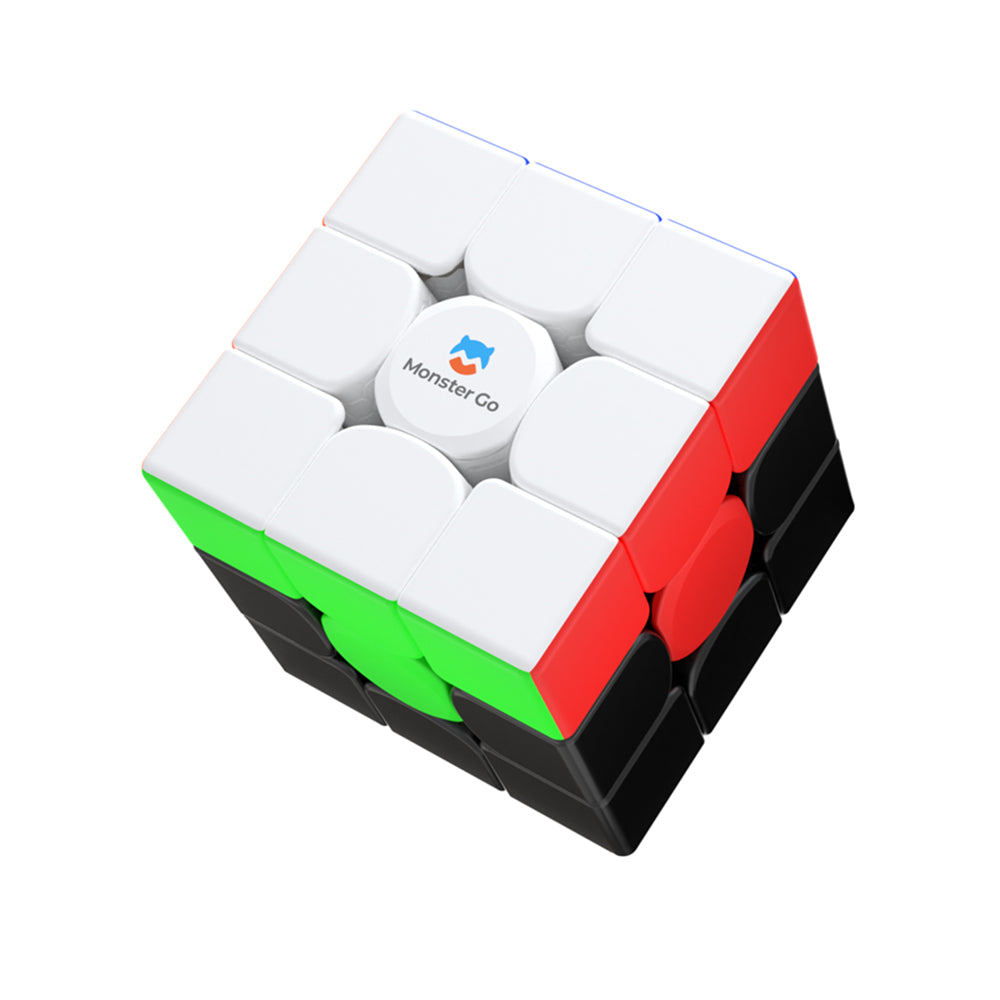 Monster Go branded 3x3 speed cube puzzle with white, red, green, and black colors