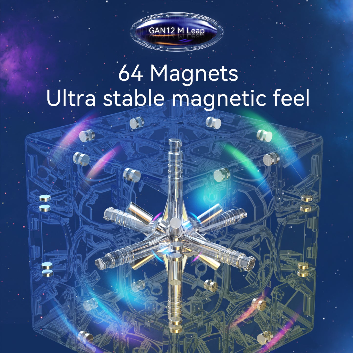 Transparent GAN12 magnetic cube with 64 magnets and ultra stable magnetic feel design