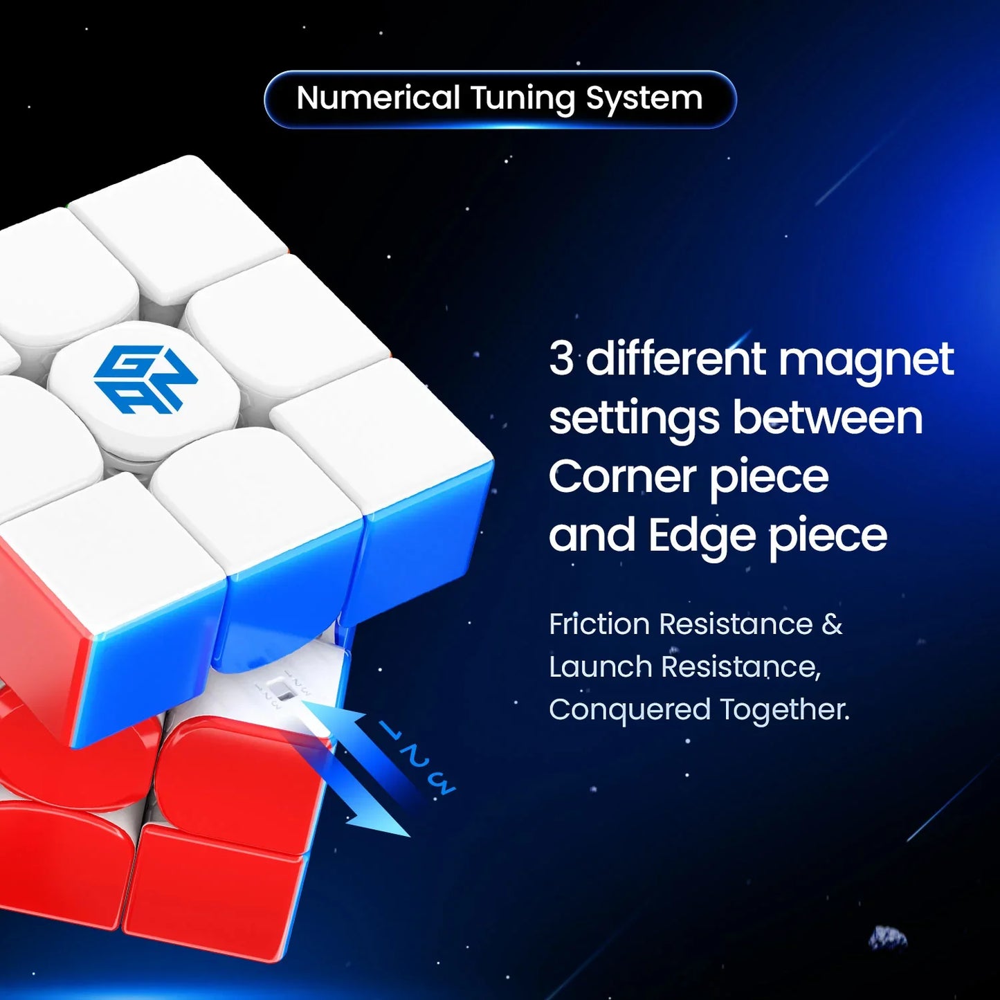 GAN Cube 3x3 magnet settings for corner and edge pieces with numerical tuning system