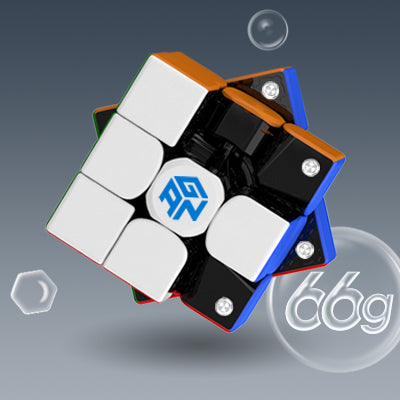 Gancube 356 Air M speed cube with black core, white stickers, colorful sides, and 66g weight display