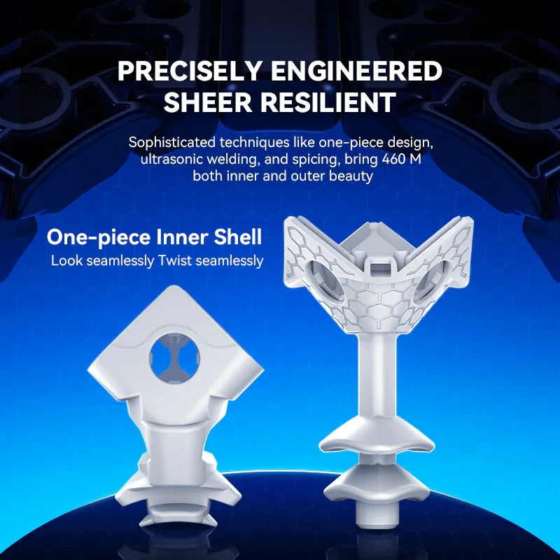 Gancube 460 M V2 one-piece inner shell design showcasing seamless twist and ultrasonic welded honeycomb structure