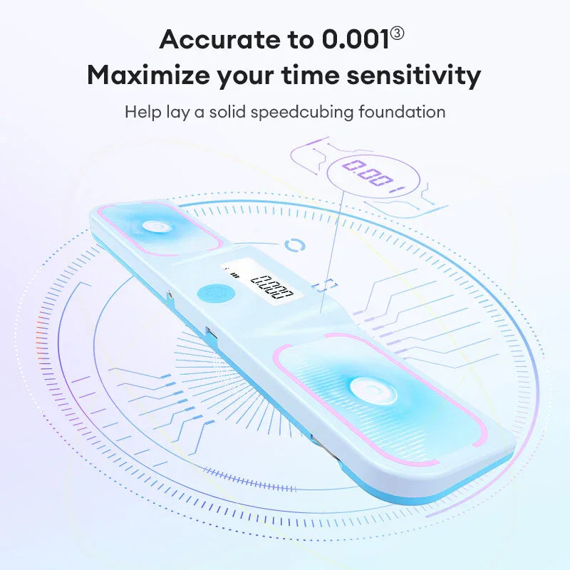 Gancube Halo Smart Timer in pastel blue with digital display, designed for precise speedcubing timing