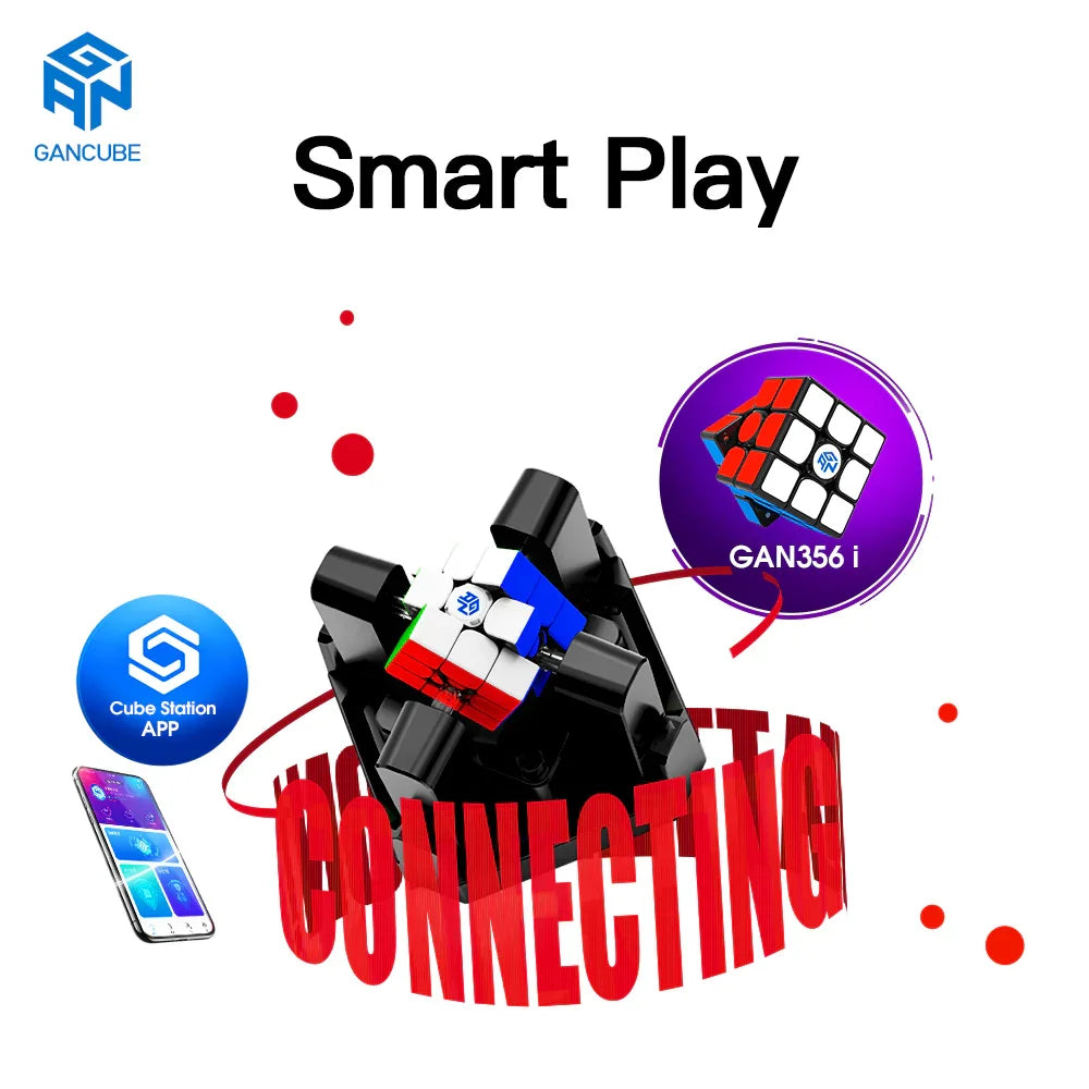 GAN356 i smart cube connected to Cube Station app showcasing smart play technology