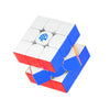 GAN15 Maglev speed cube partially twisted showing white, blue, and red stickers with logo center