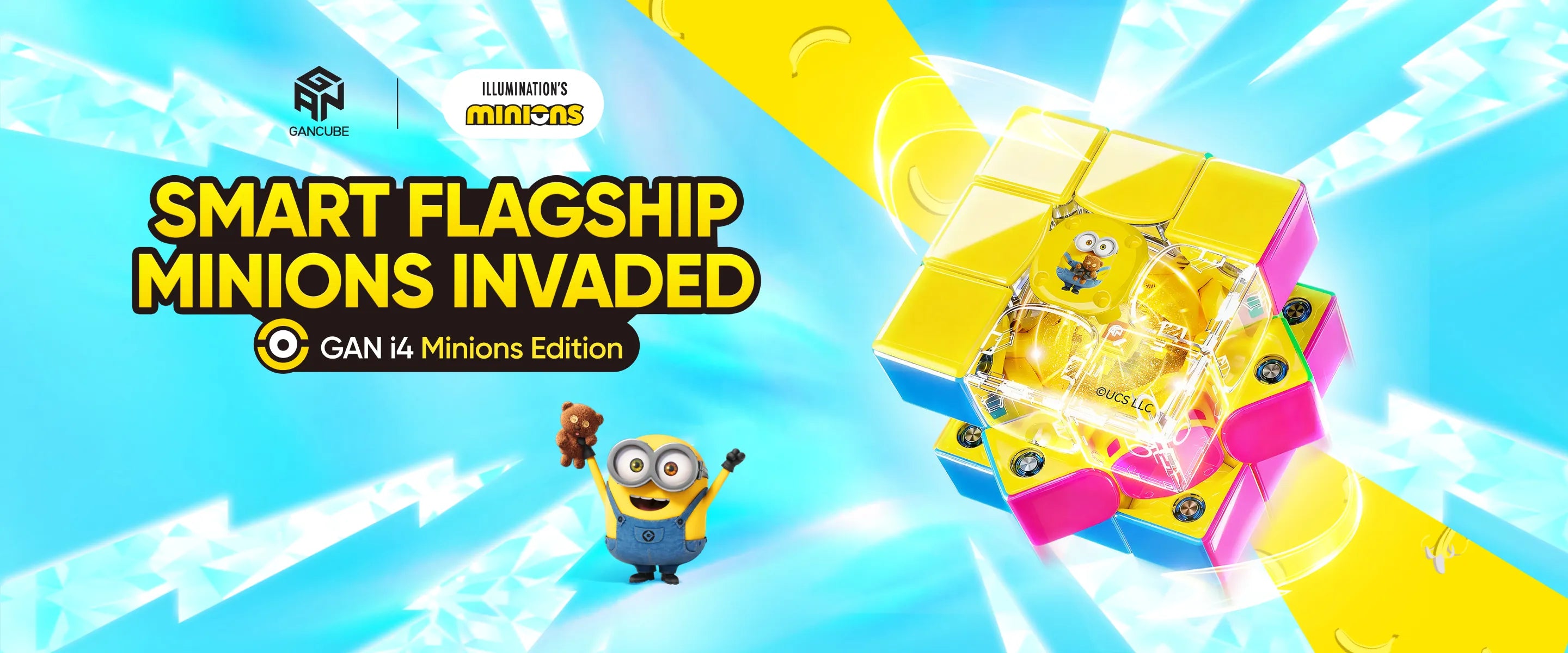 Smart flagship Minions toy with a colorful design on a blue background