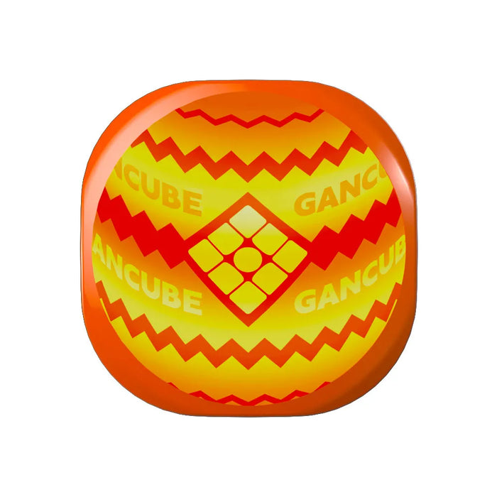 Gancube toy with orange and yellow design on a white background