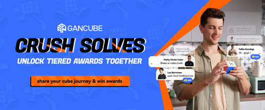 Promotional banner for Gancube with a person using a smartphone and text about tiered awards.