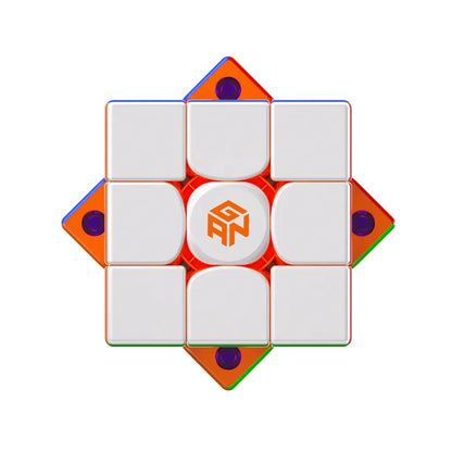Colorful puzzle cube with a brand logo on a white background
