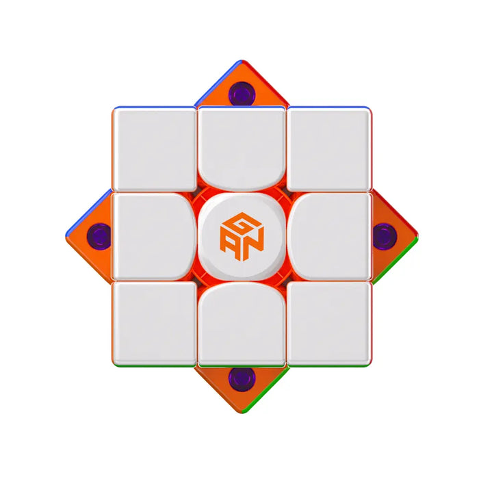 Colorful puzzle cube with a brand logo on a white background