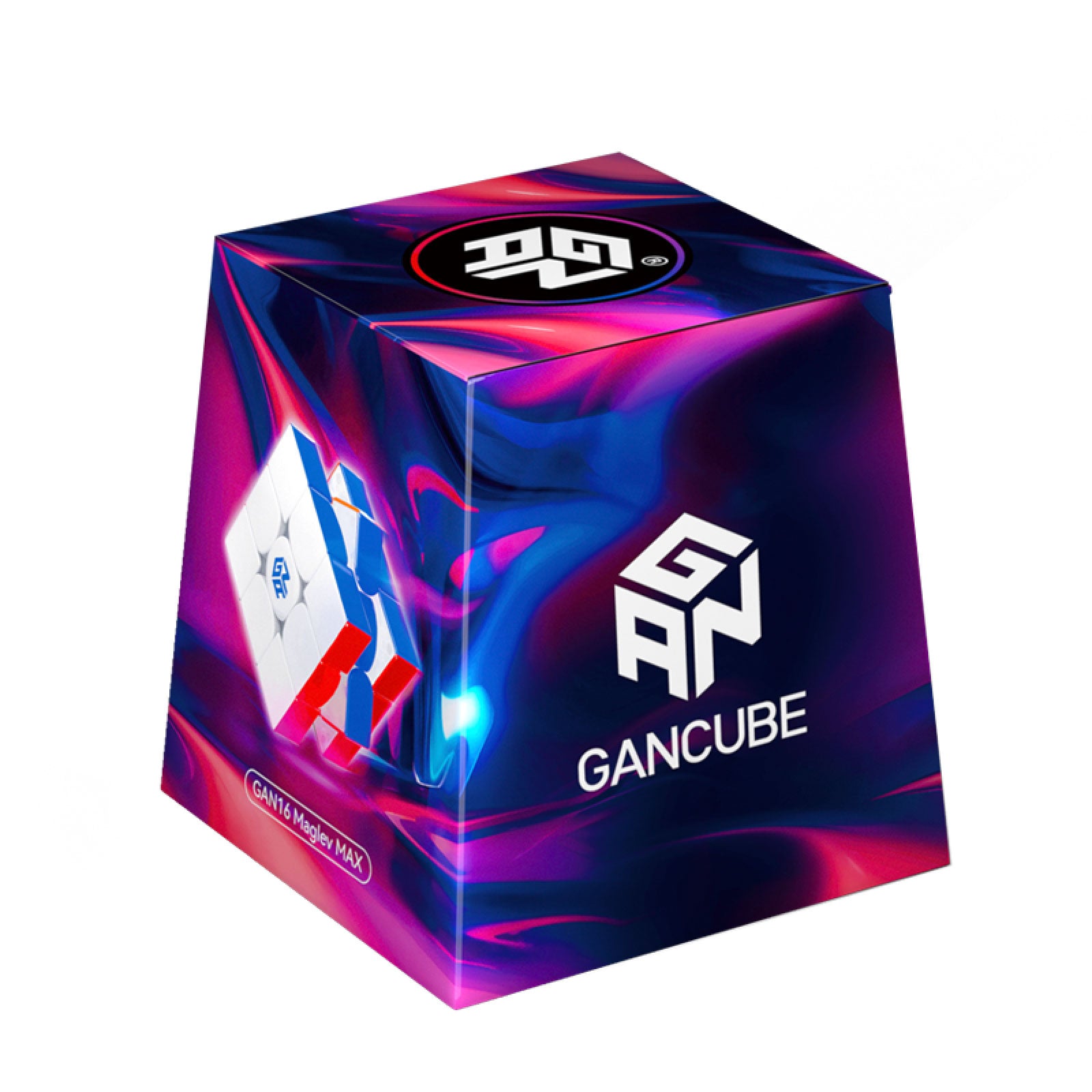 GAN Cube GAN16 Maglev MAX packaging with vibrant purple and blue design and white cube image