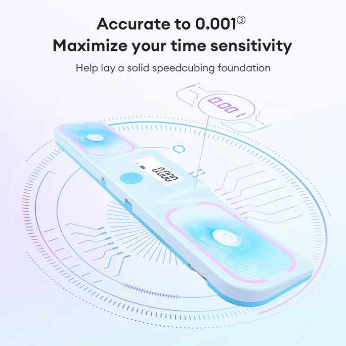 Gancube Halo Smart Timer in pastel blue with digital display, designed for precise speedcubing timing
