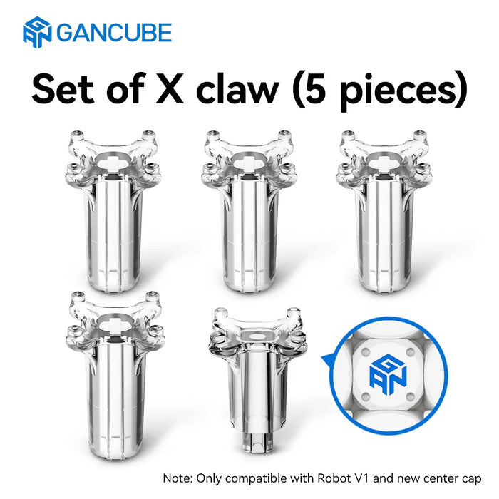 Set of 5 transparent X claw pieces for GAN Robot V1 with logo detail