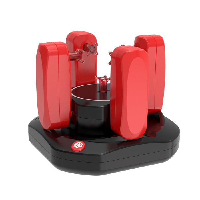 GANCube Robot V2 black and red automatic Rubik's Cube solving robot on white background
